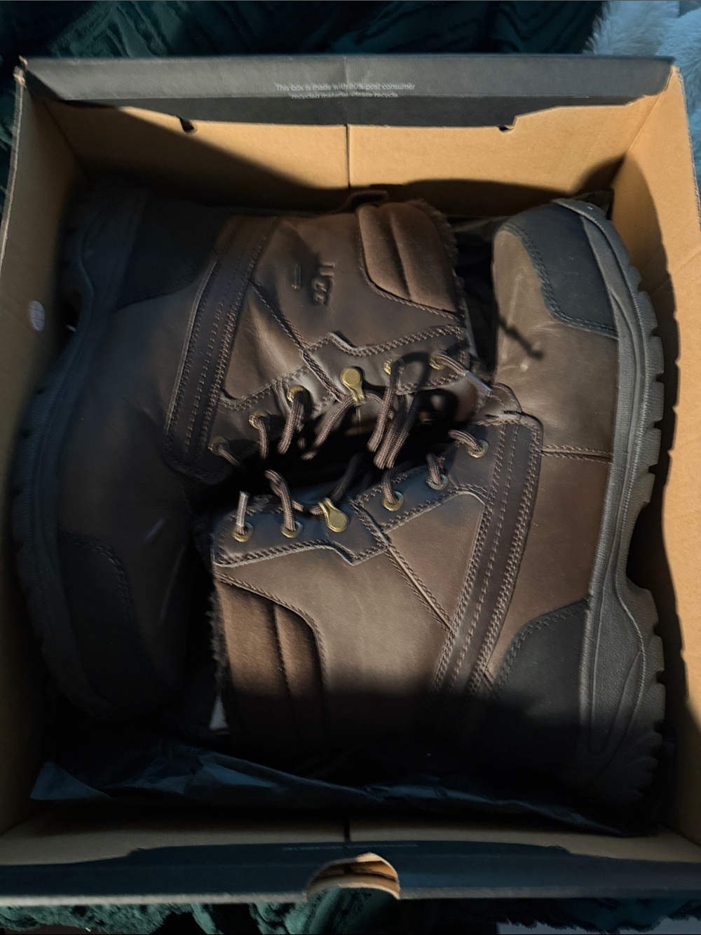 Men's Brown Leather UGG Boots - Durable Lace-Up Ankle Boots
